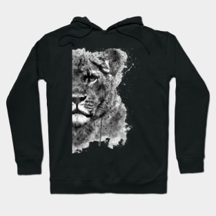 Black And White Half Faced Lioness Hoodie